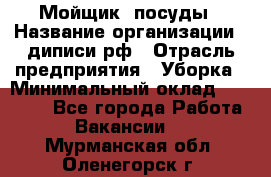 Мойщик  посуды › Название организации ­ диписи.рф › Отрасль предприятия ­ Уборка › Минимальный оклад ­ 20 000 - Все города Работа » Вакансии   . Мурманская обл.,Оленегорск г.